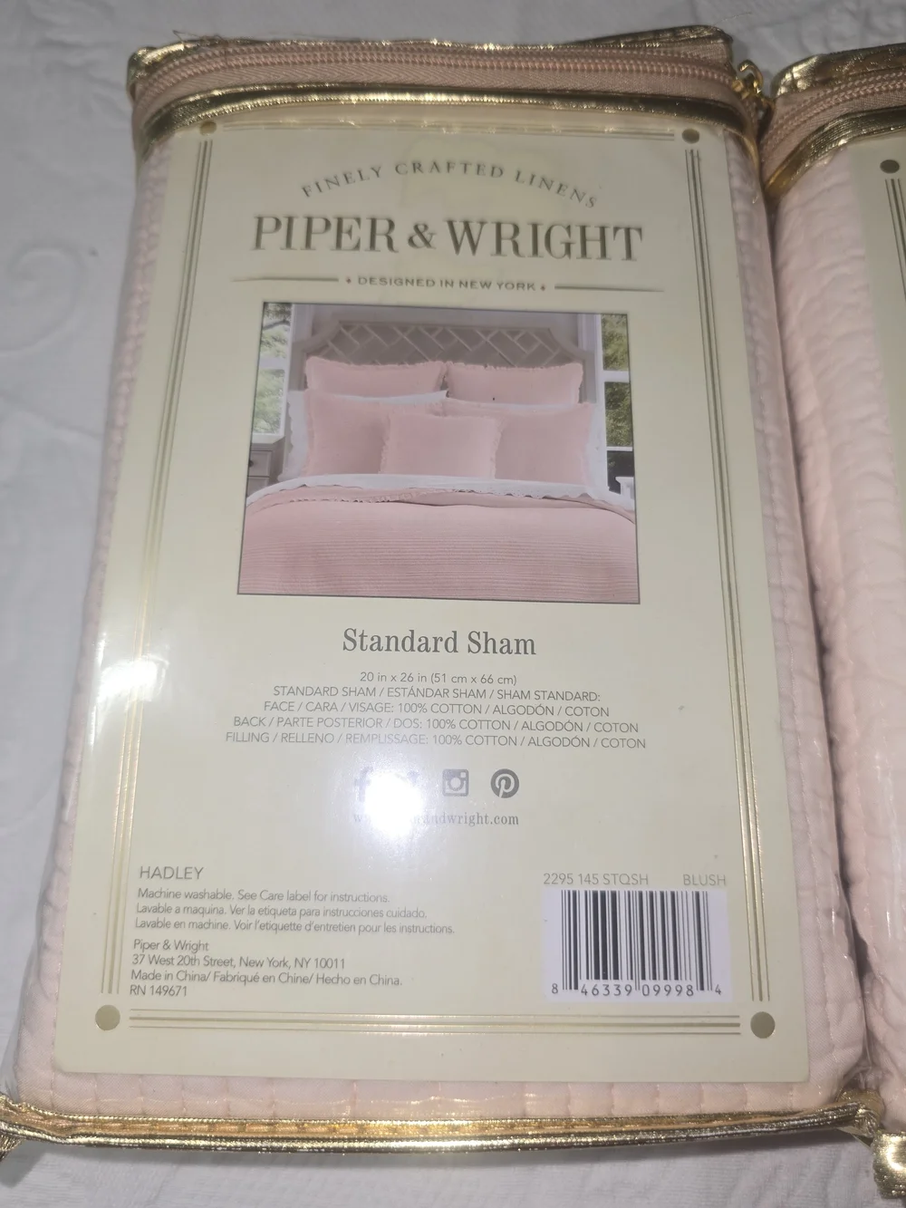 2 Standard Shams - Piper & Wright In Blush (Macy's)
